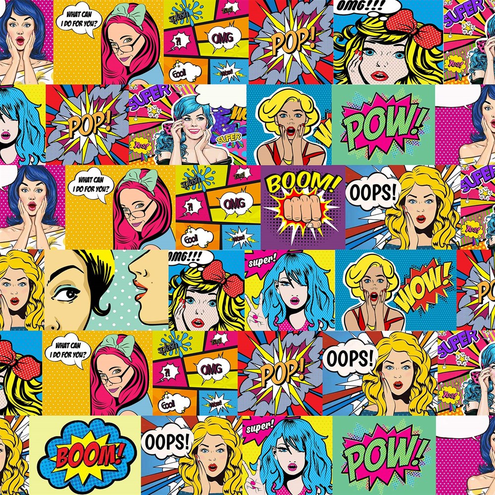 Pop Art Desenli Dijital Baskılı Kumaş