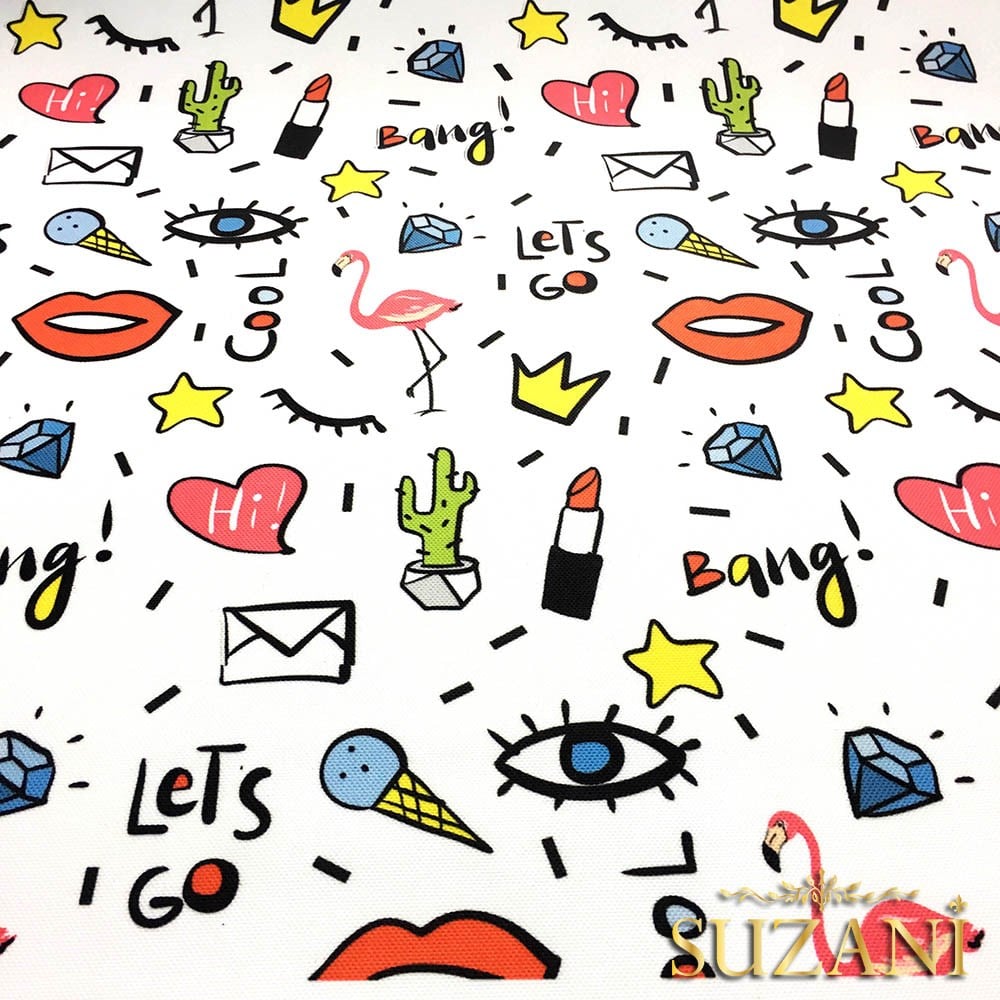 Pop Art Dudak Desenli Kumaş