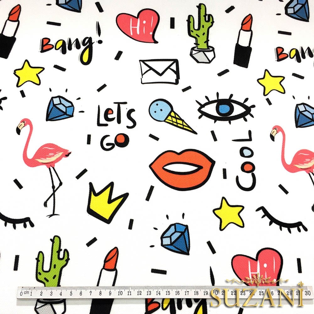 Pop Art Dudak Desenli Kumaş