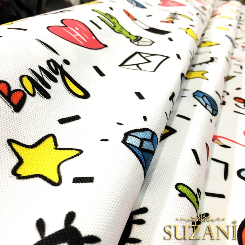 Pop Art Dudak Desenli Kumaş