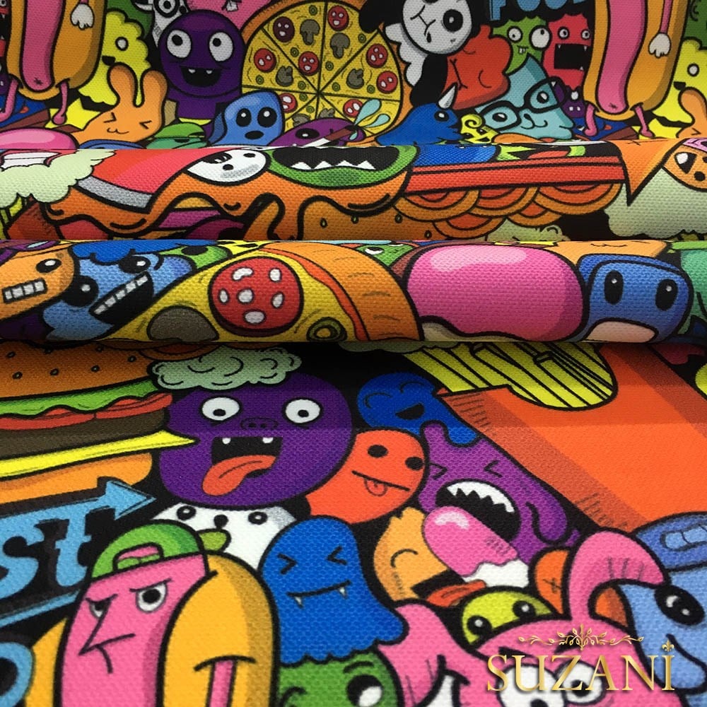 Pop Art Fast Food Desenli Kumaş