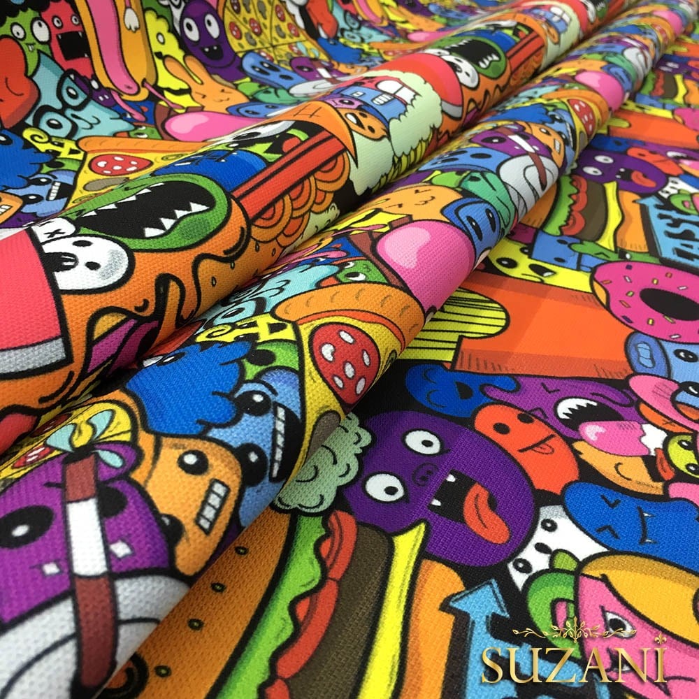 Pop Art Fast Food Desenli Kumaş
