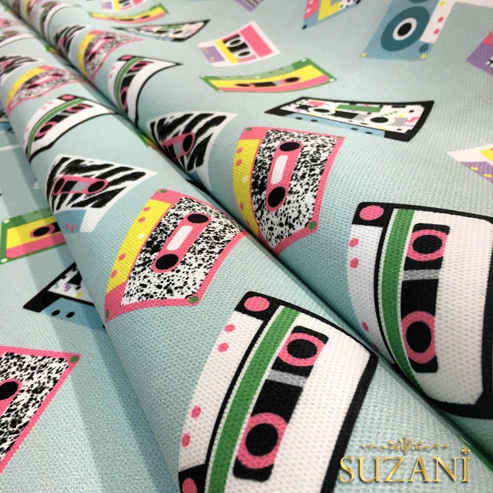 Pop Art Kasetler Desenli Kumaş