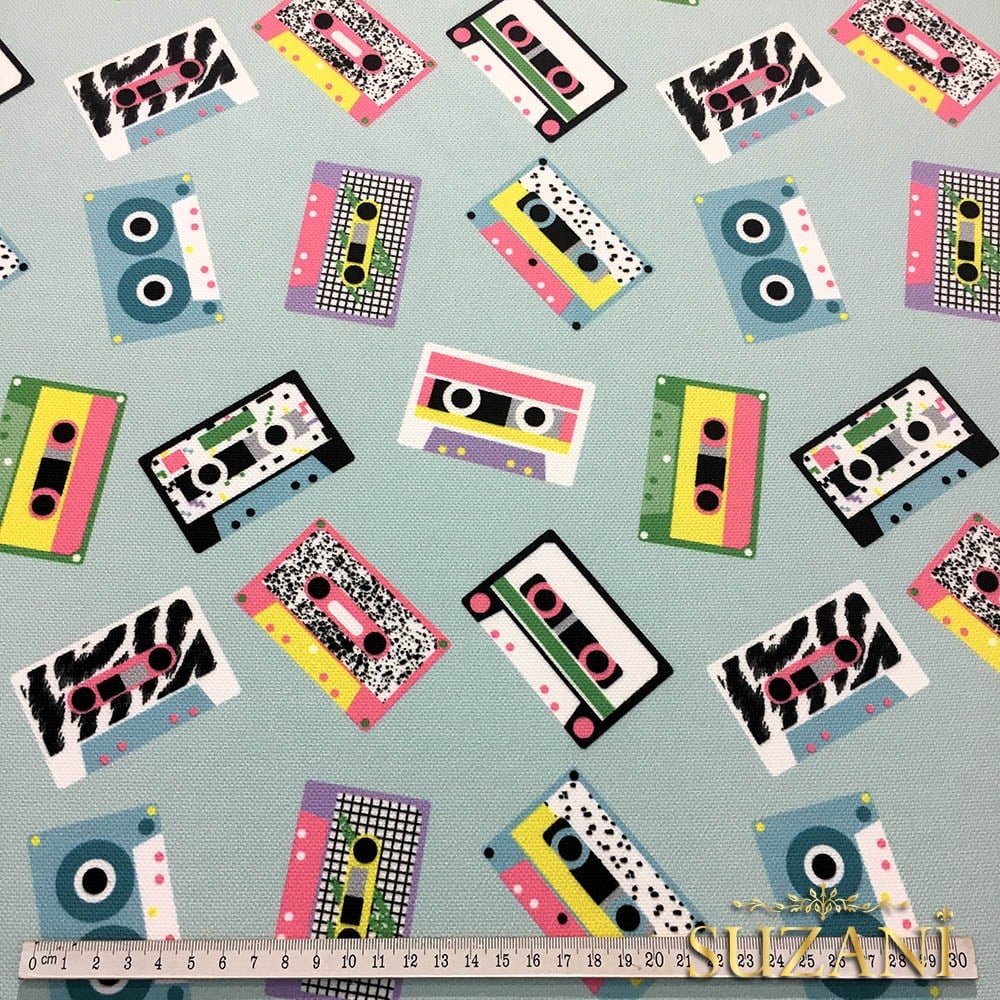 Pop Art Kasetler Desenli Kumaş