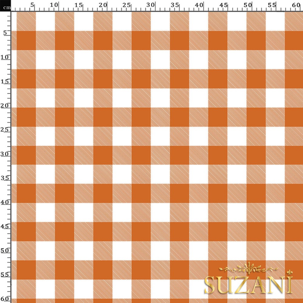 Portakal Büyük Pötikare Desenli Dijital Baskılı Kumaş