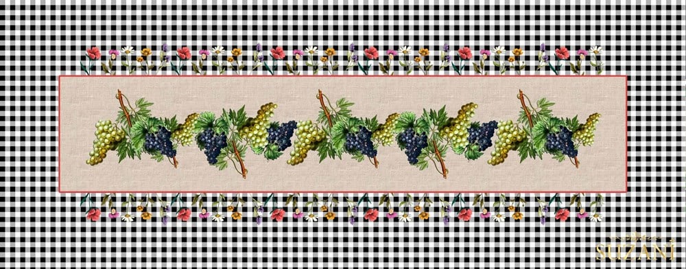 Pötikare Üzüm Desenli Runner Kumaşı