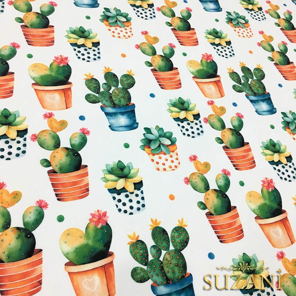 Puanlı Kaktüsler Desenli Kumaş