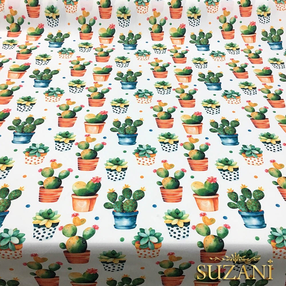 Puanlı Kaktüsler Desenli Kumaş