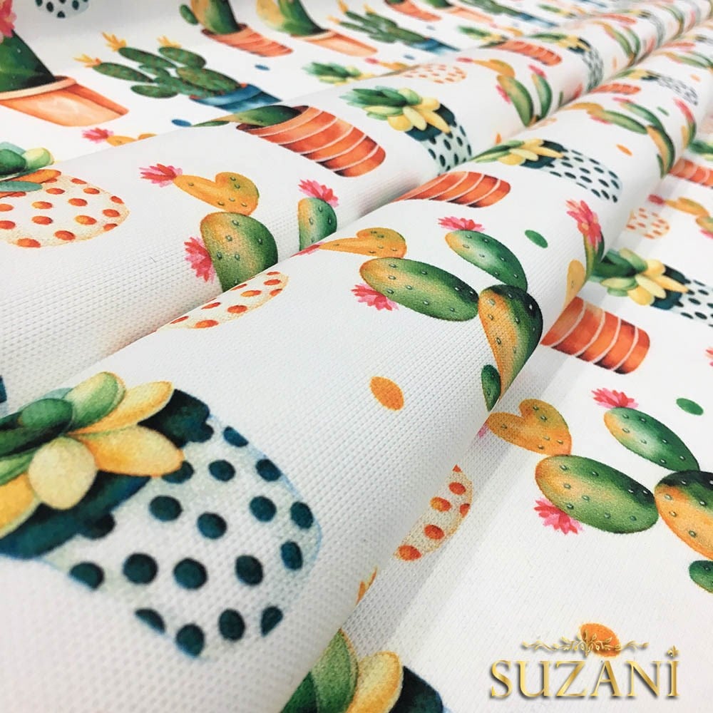 Puanlı Kaktüsler Desenli Kumaş