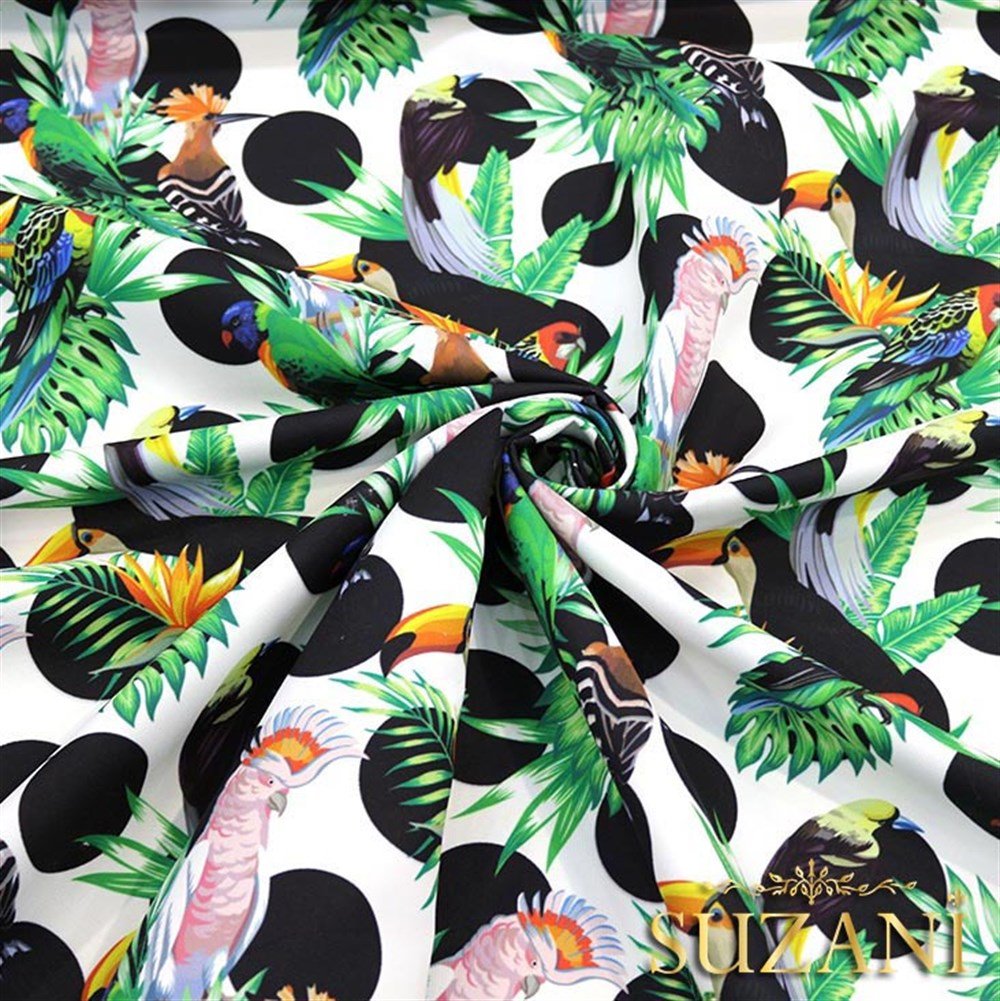 Puanlı Papağan Desenli Kumaş