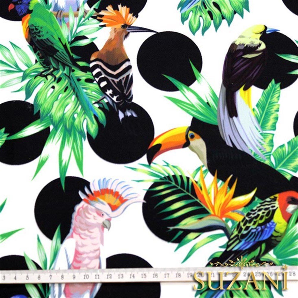 Puanlı Papağan Desenli Kumaş