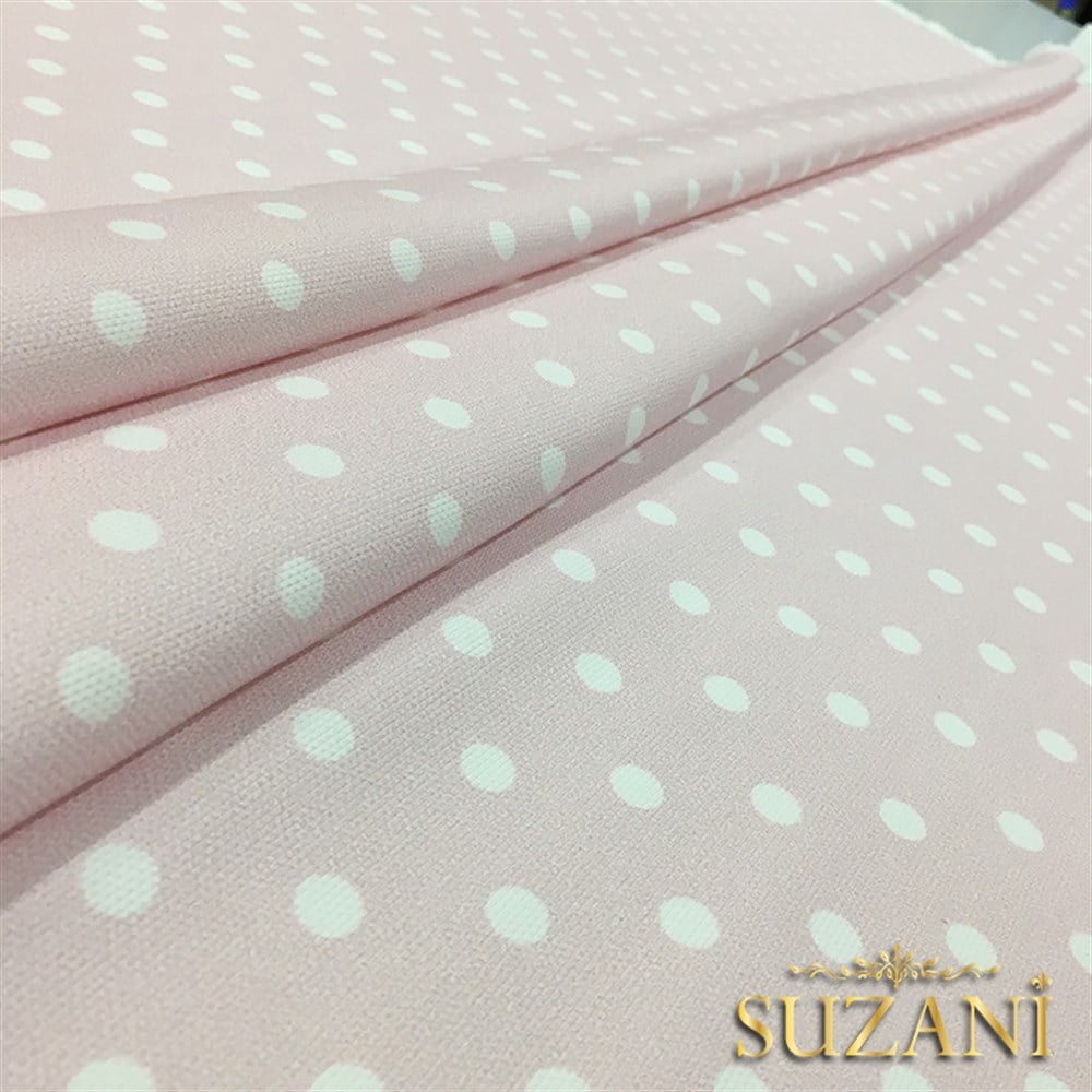 Pudra Pembe Üzeri Beyaz Küçük Puanlı Kumaş