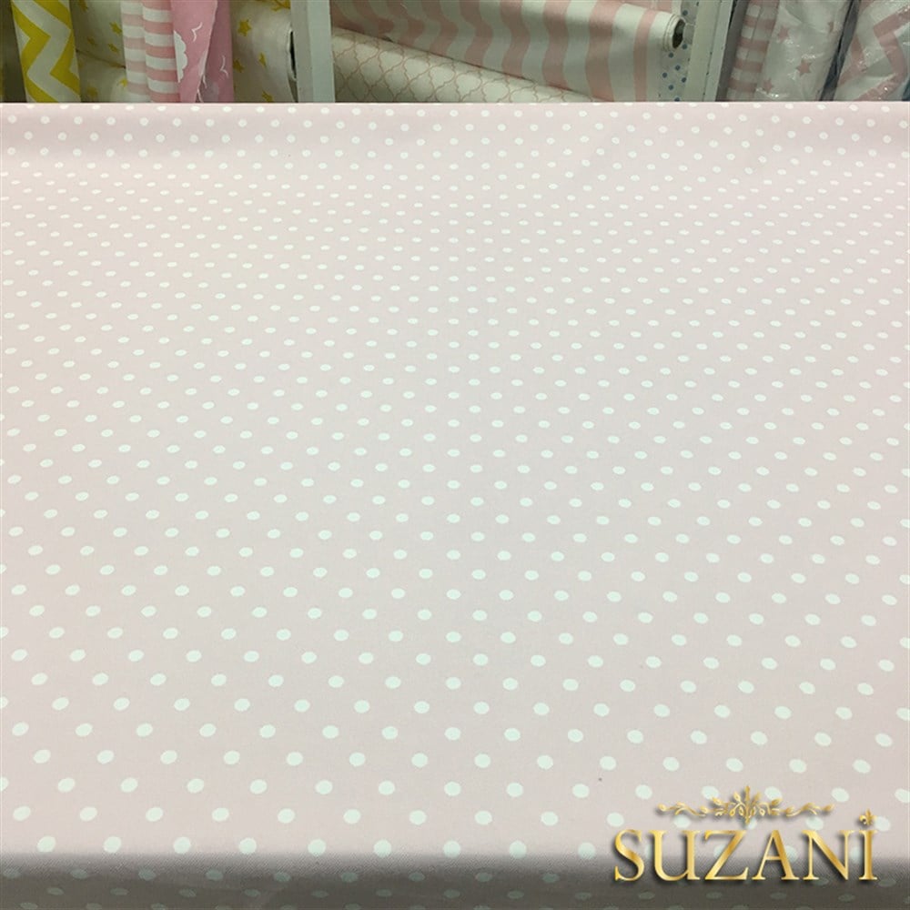 Pudra Pembe Üzeri Beyaz Küçük Puanlı Kumaş