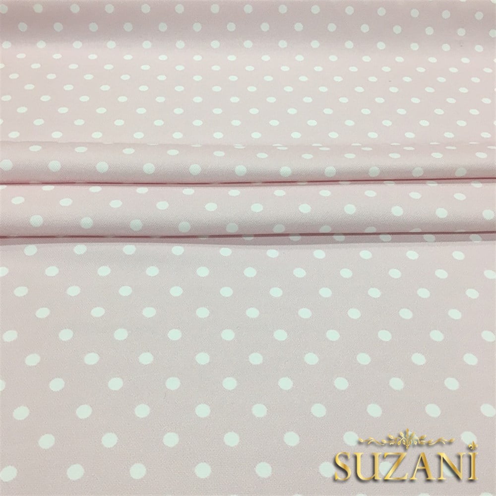 Pudra Pembe Üzeri Beyaz Küçük Puanlı Kumaş