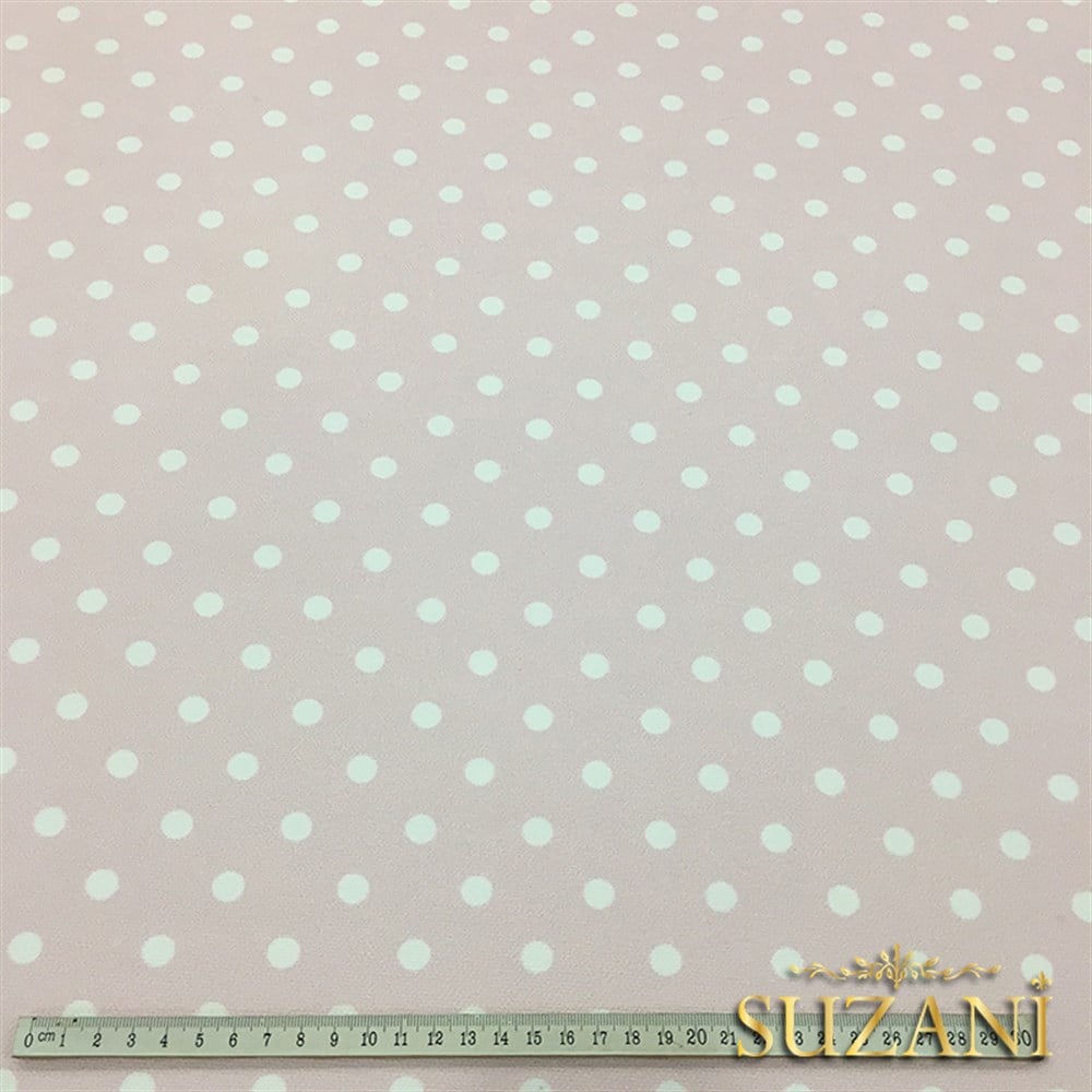 Pudra Pembe Üzeri Beyaz Küçük Puanlı Kumaş