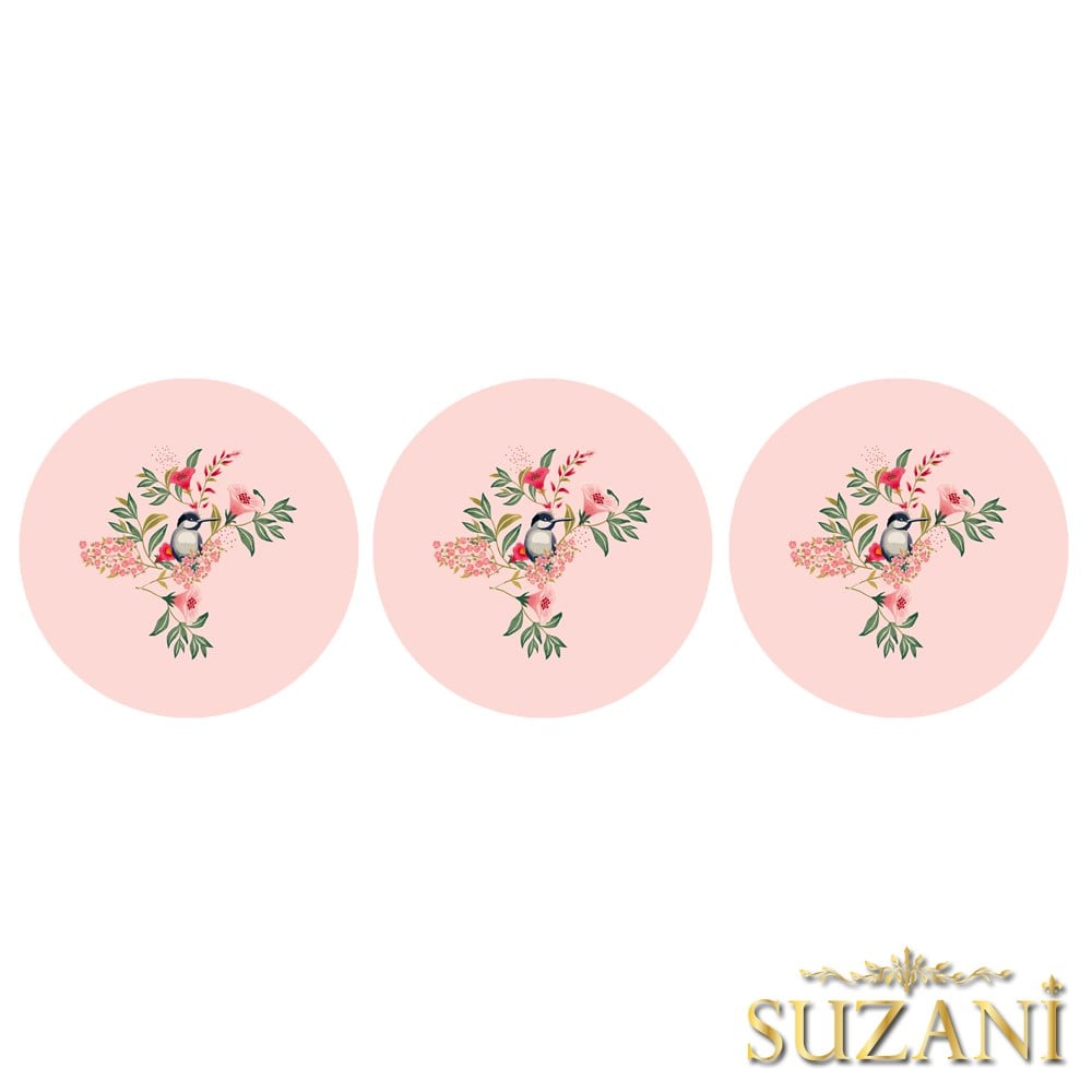 Pudra Zemin Saka Kuşu Dikişsiz 3'lü Supla Kumaşı