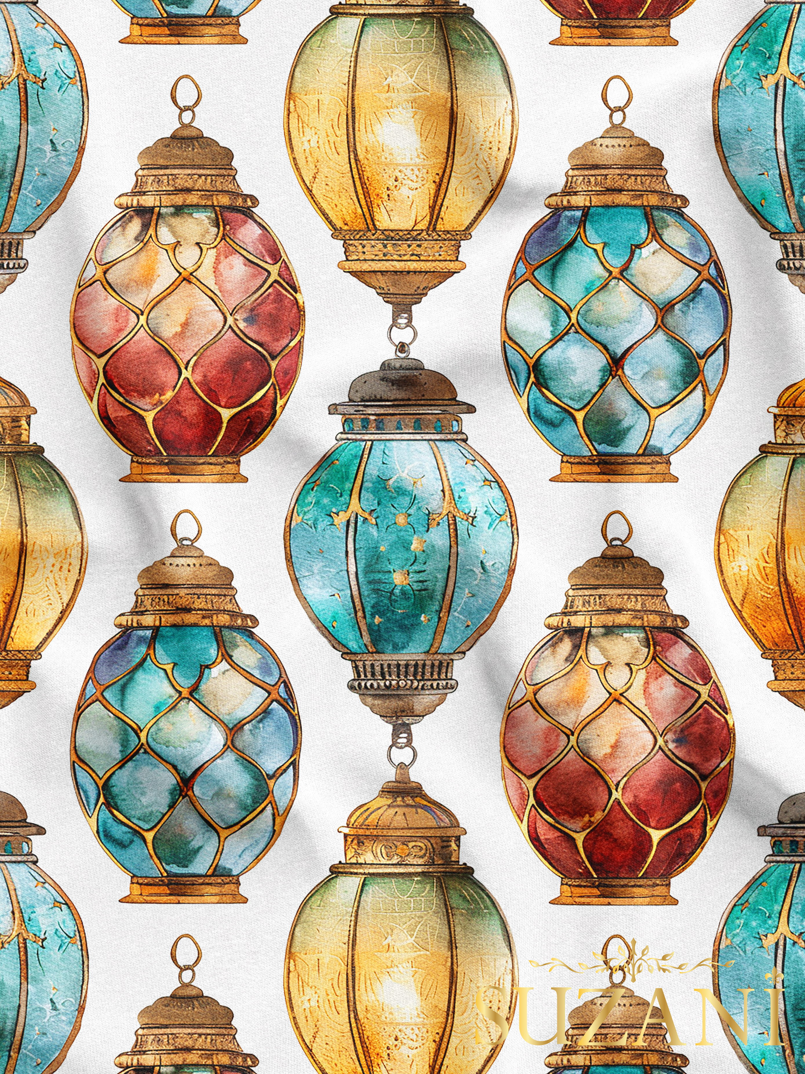 Ramazan Temalı Lamba Desenli Dijital Baskılı Kumaş