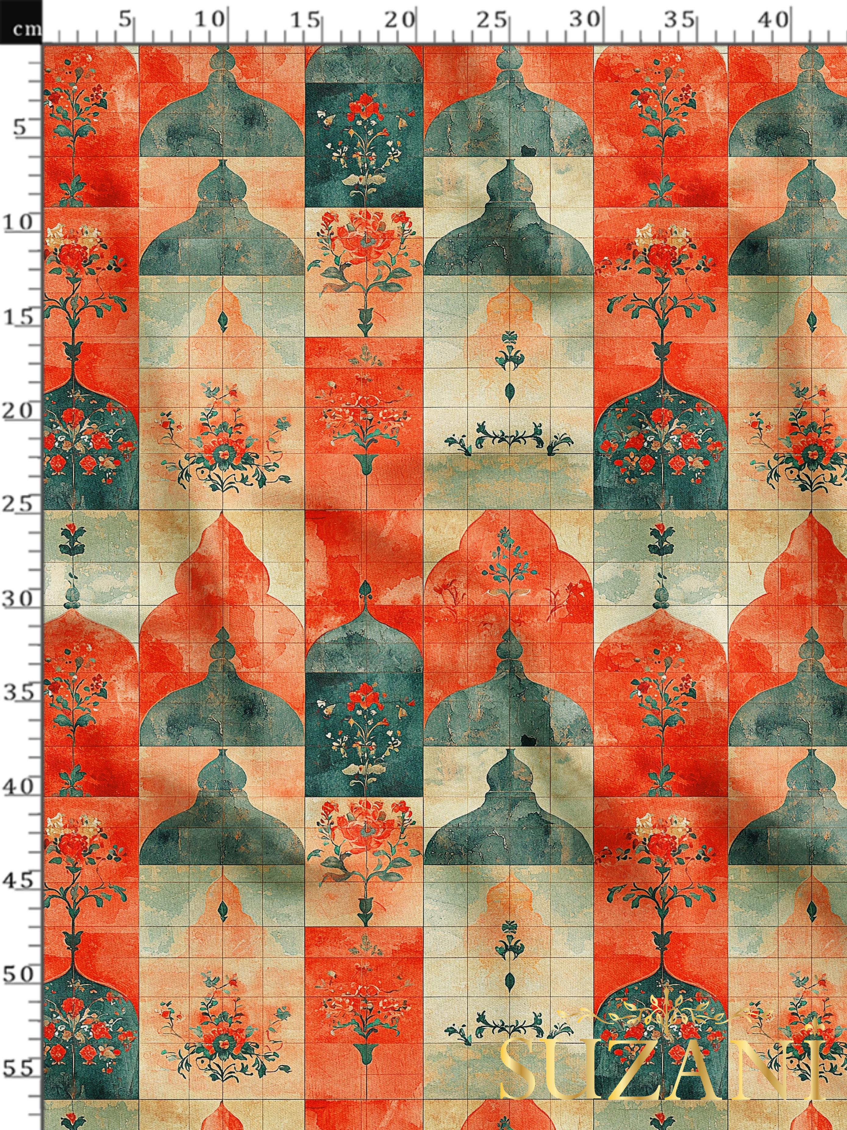 Ramazan Temalı Patchwork Desenli Dijital Baskılı Kumaş