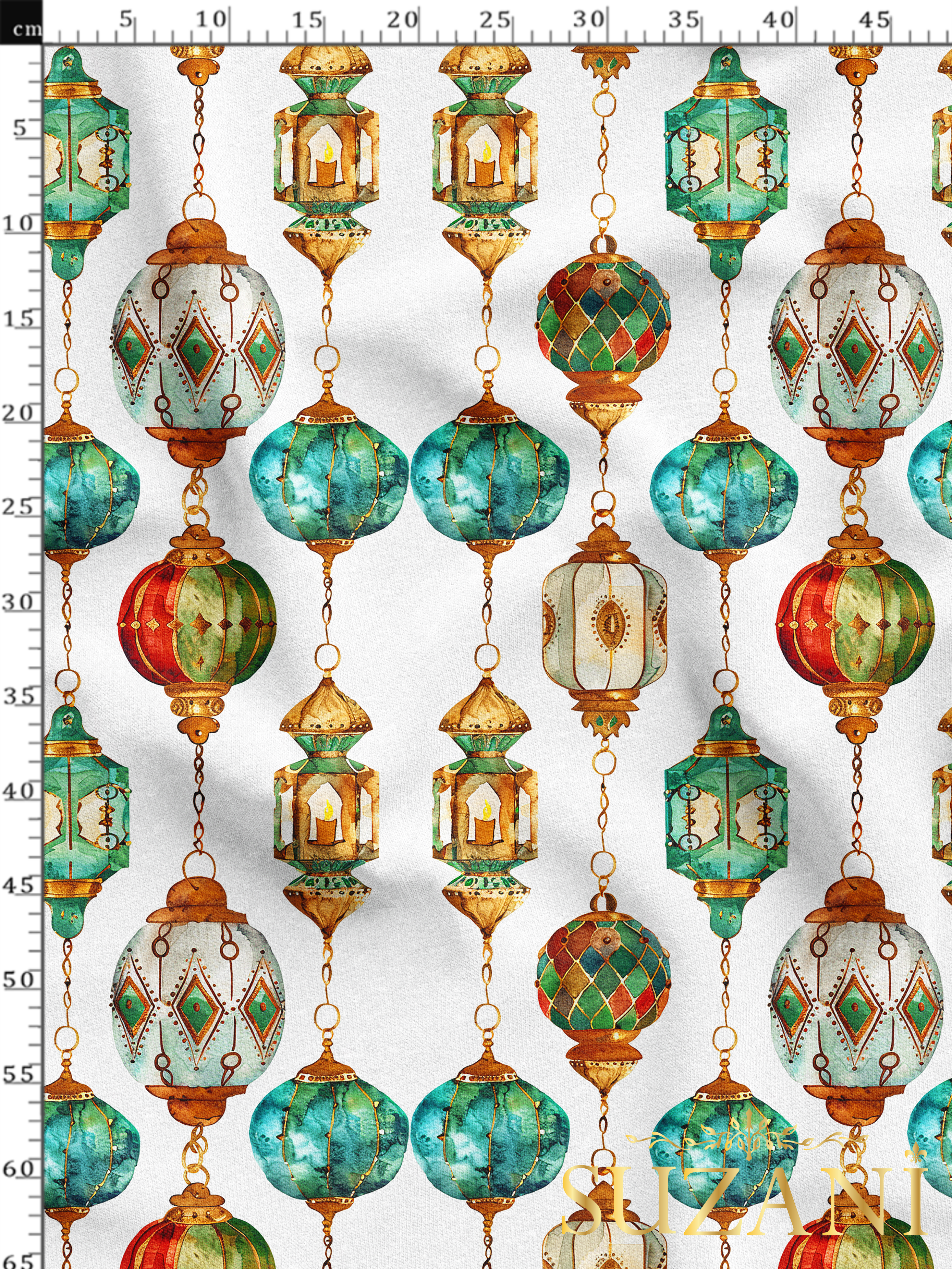 Ramazan Temalı Renkli Lamba Desenli Dijital Baskılı Kumaş