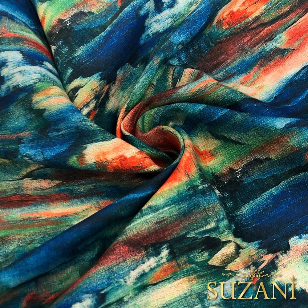 Renk Geçişli Taş Dokusu Desenli Dijital Baskılı Kumaş