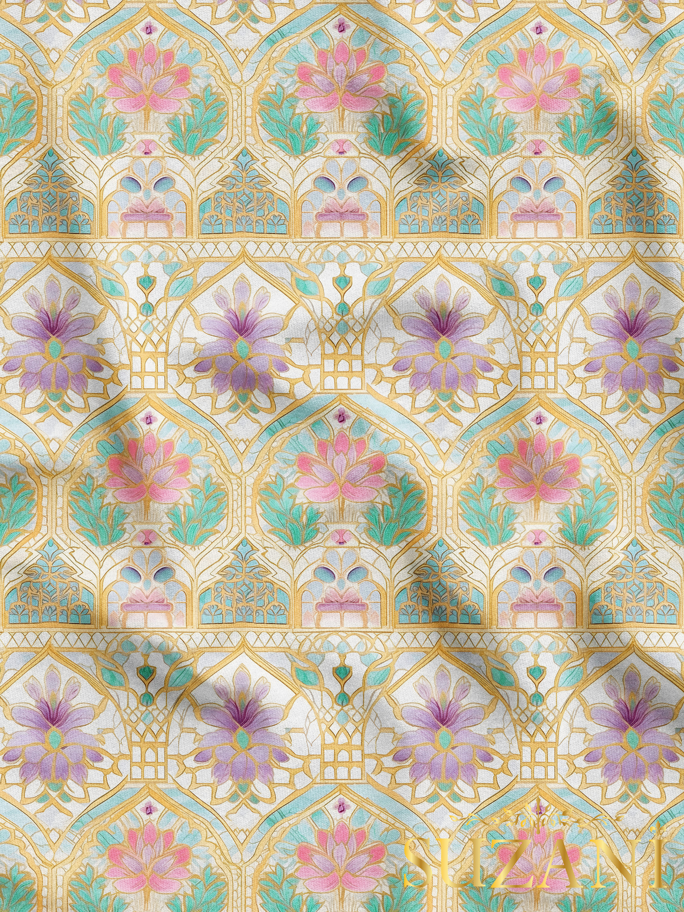 Renkli Çiçek Motif Desenli Dijital Baskılı Kumaş