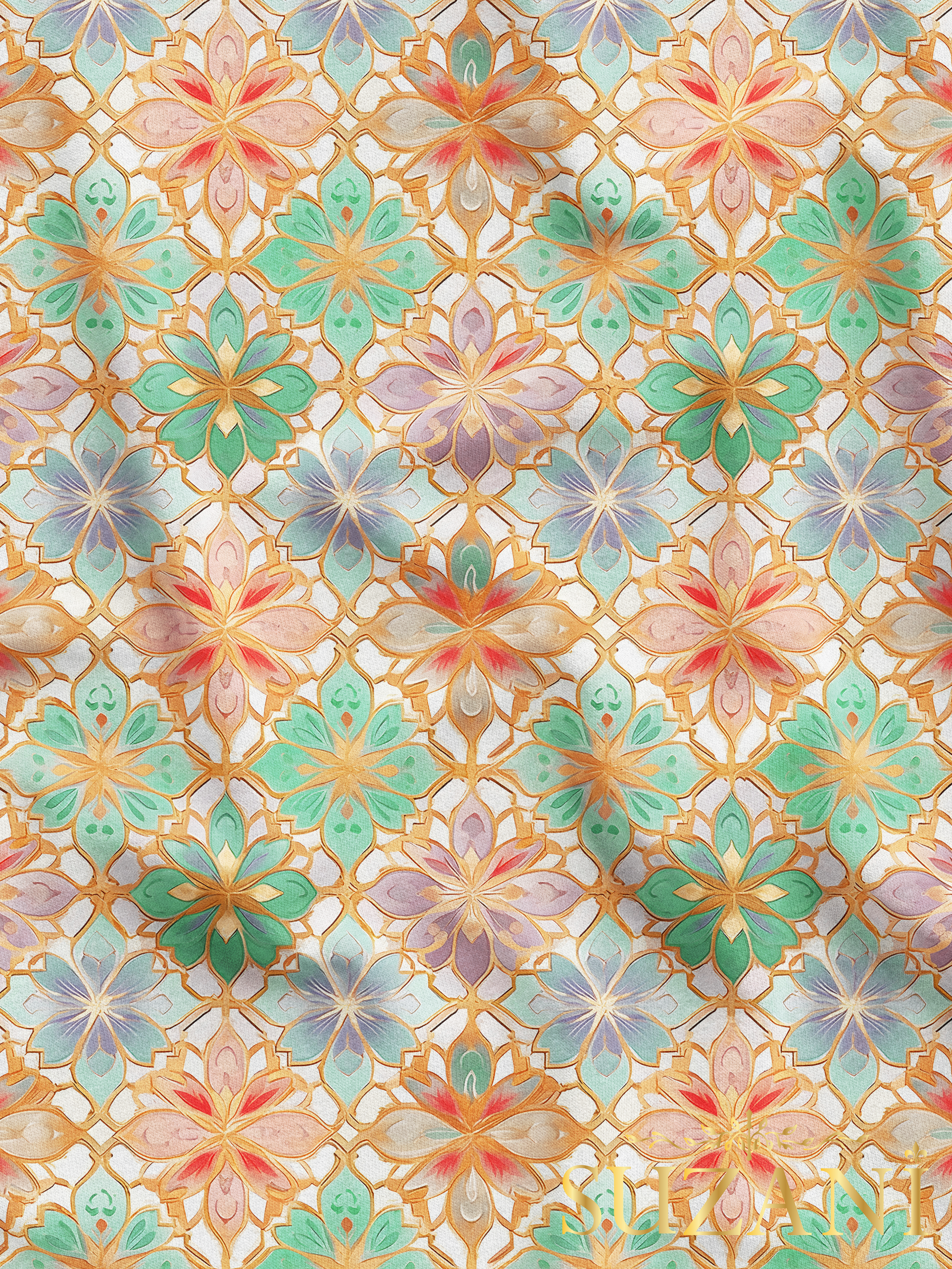 Renkli Çiçek Motif Desenli Dijital Baskılı Kumaş