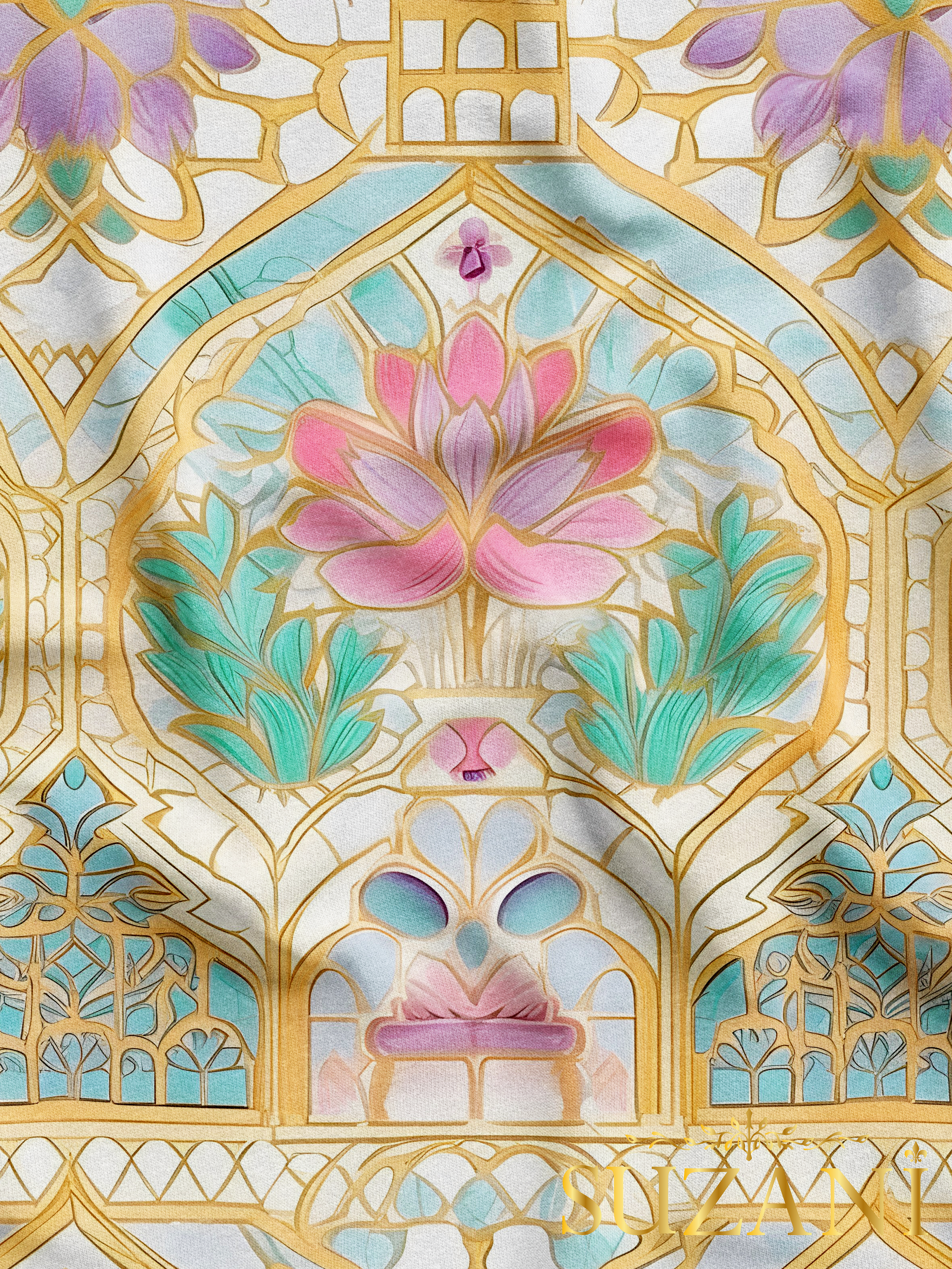 Renkli Çiçek Motif Desenli Dijital Baskılı Kumaş