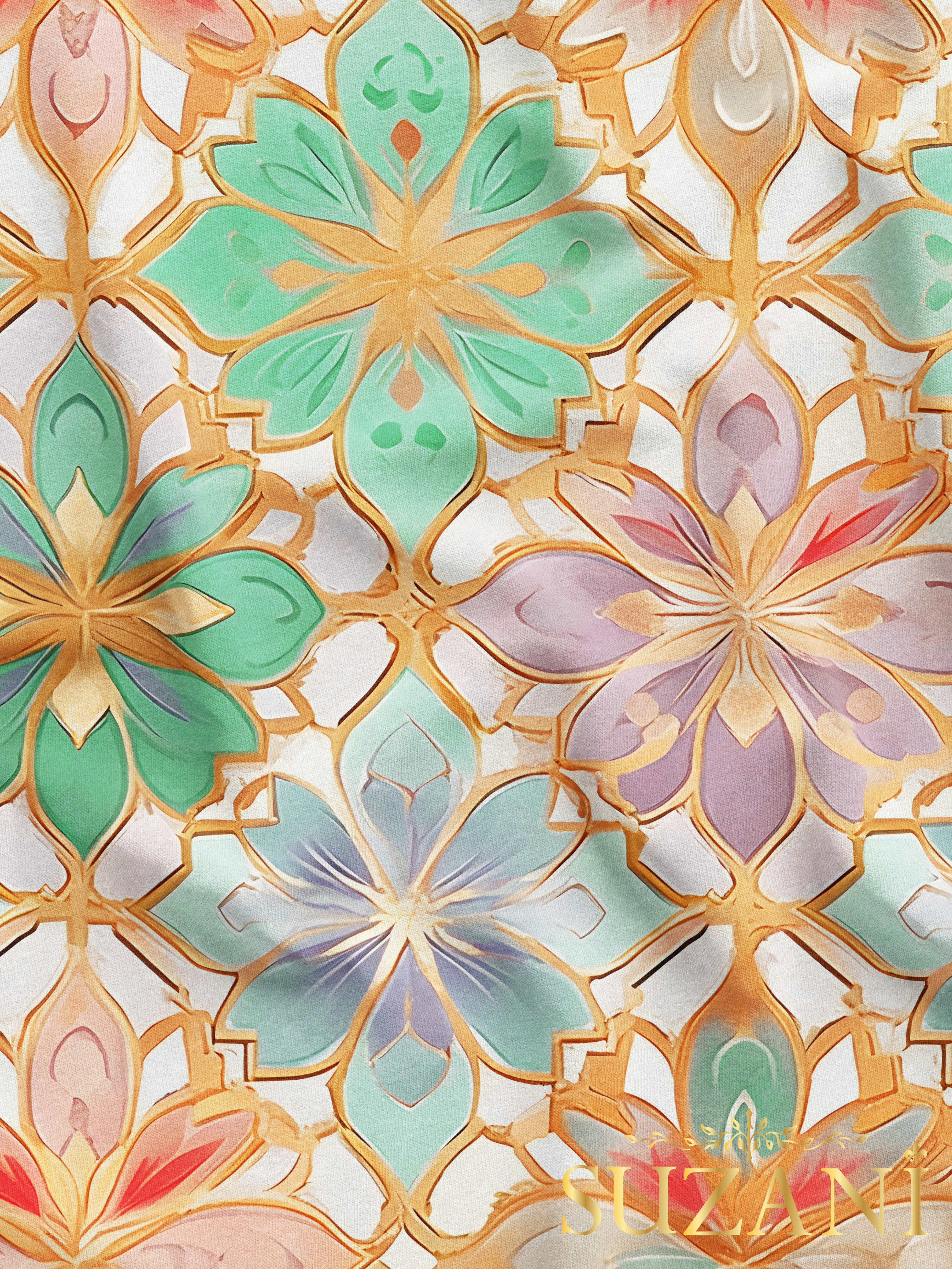 Renkli Çiçek Motif Desenli Dijital Baskılı Kumaş