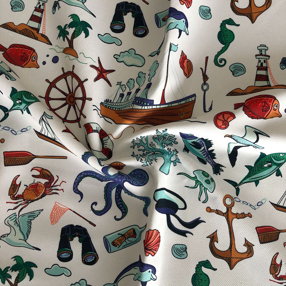 Renkli Deniz Desenli Dijital Baskılı Kumaş