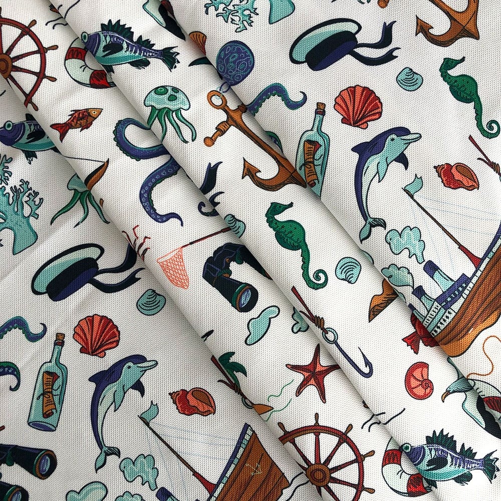 Renkli Deniz Desenli Dijital Baskılı Kumaş