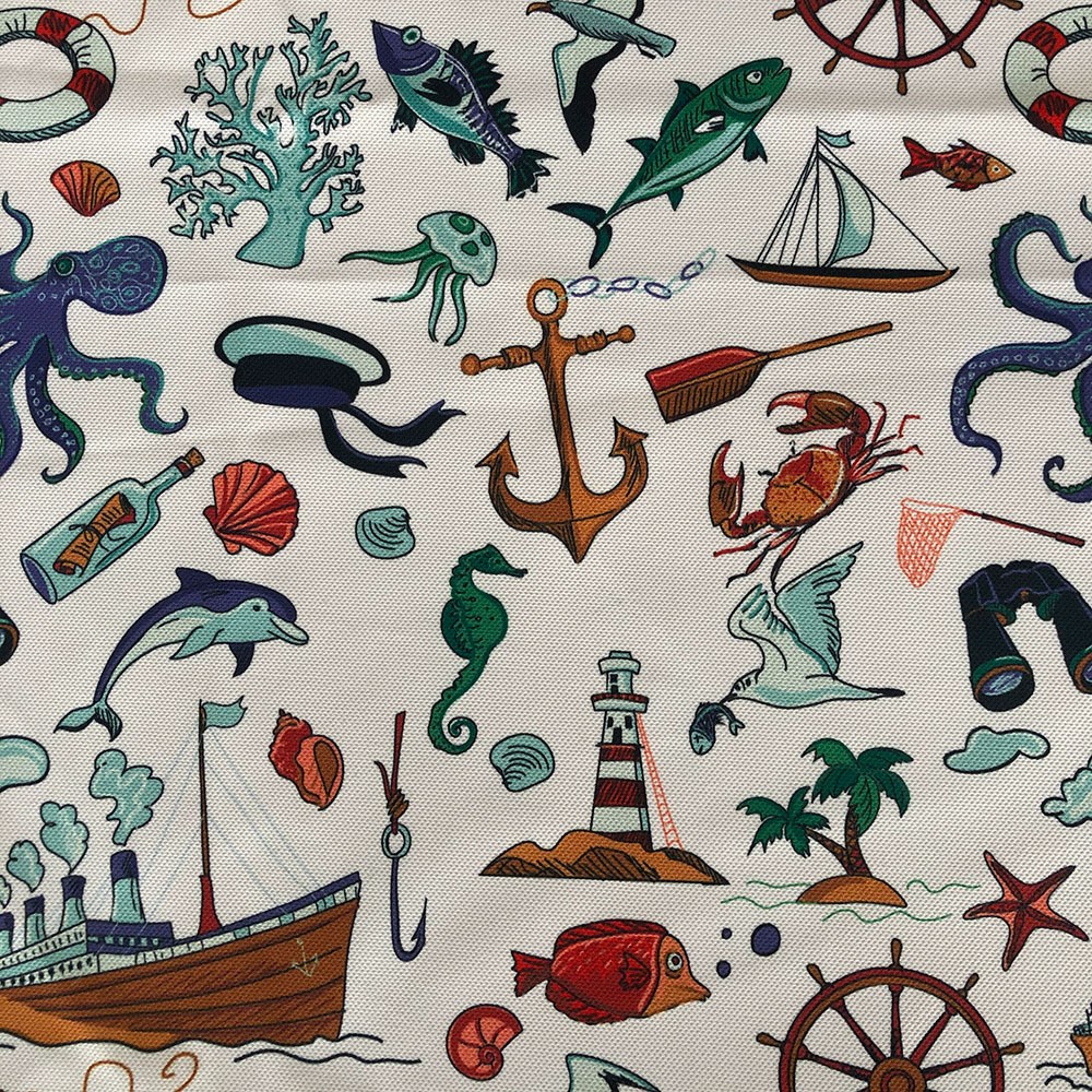 Renkli Deniz Desenli Dijital Baskılı Kumaş