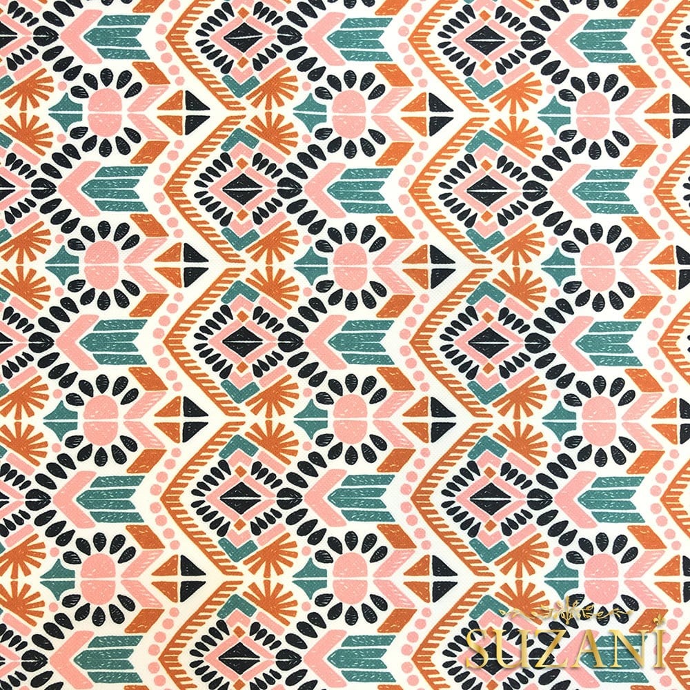 Renkli İkat Desenli Dijital Baskılı Kumaş