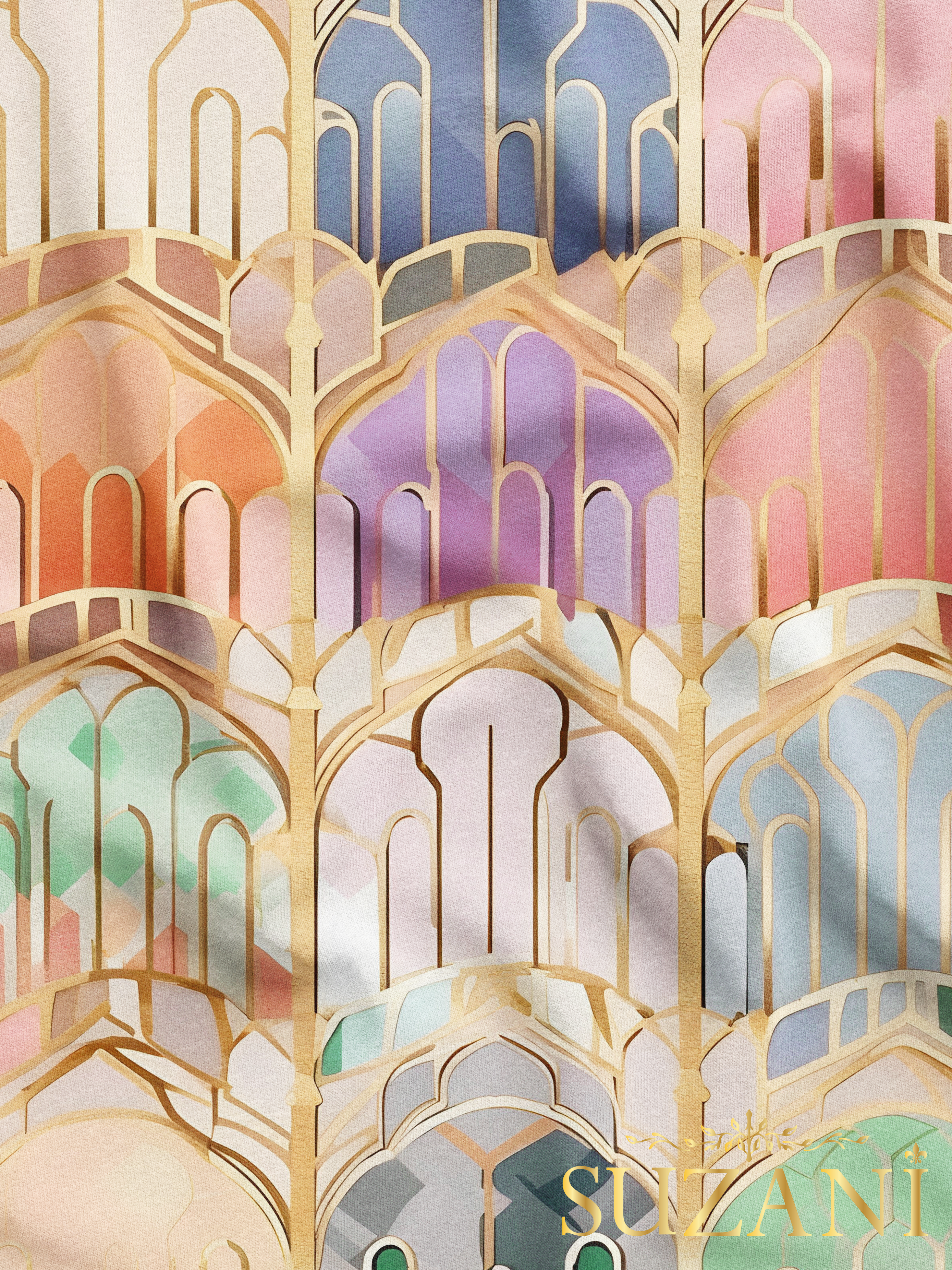 Renkli Kemer Motif Desenli Dijital Baskılı Kumaş