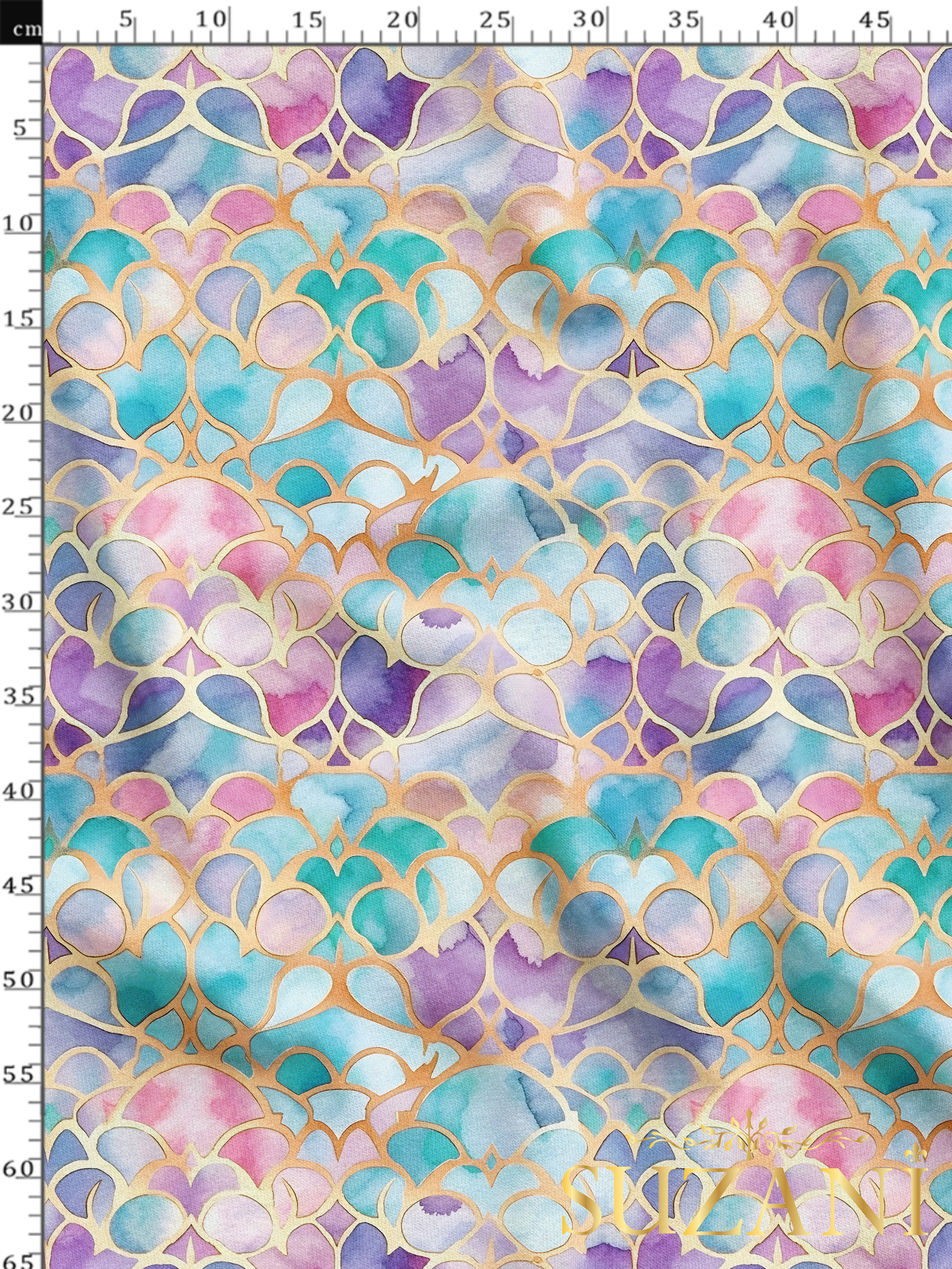 Renkli Motif Desenli Dijital Baskılı Kumaş