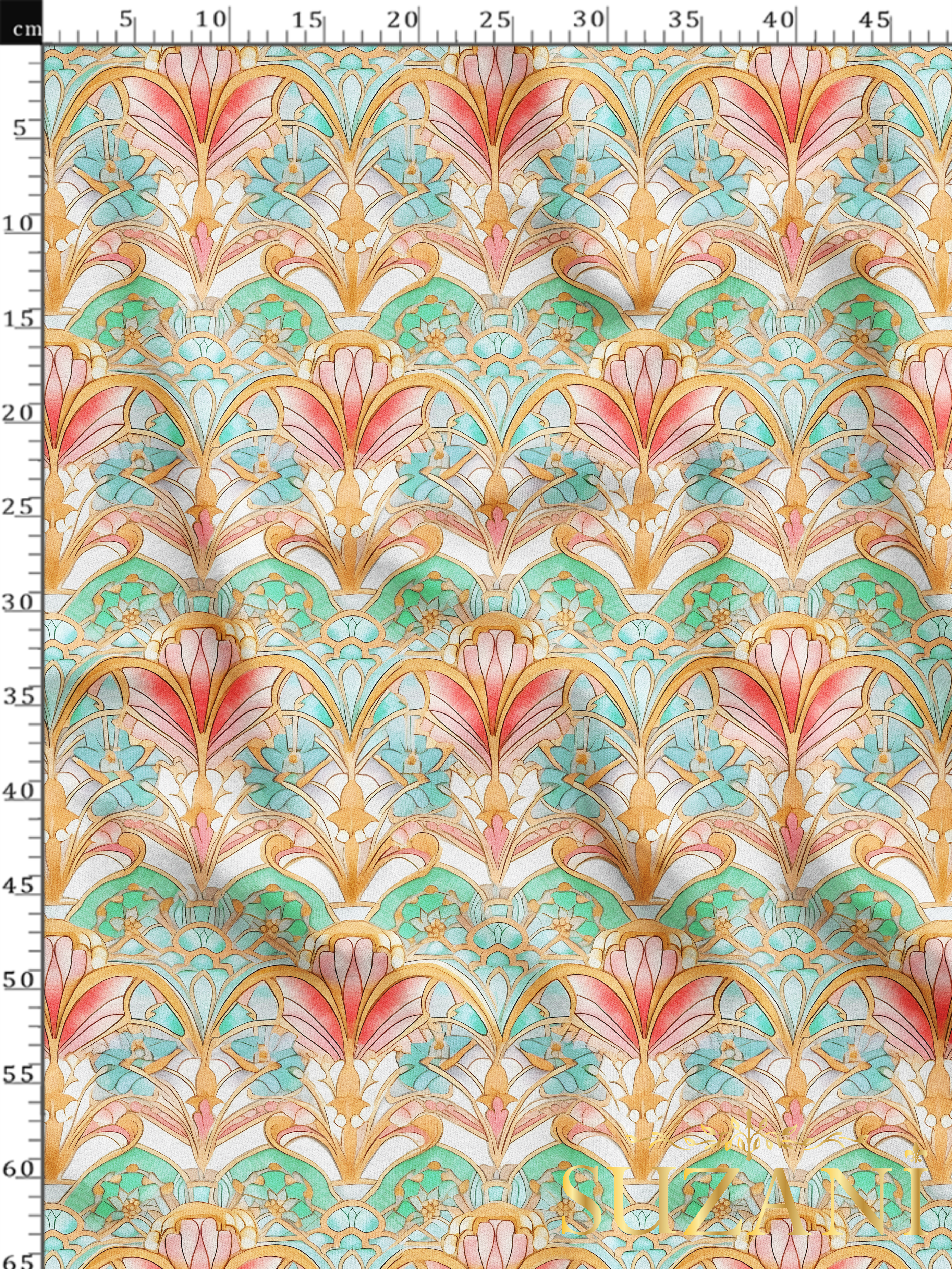 Renkli Motif Desenli Dijital Baskılı Kumaş