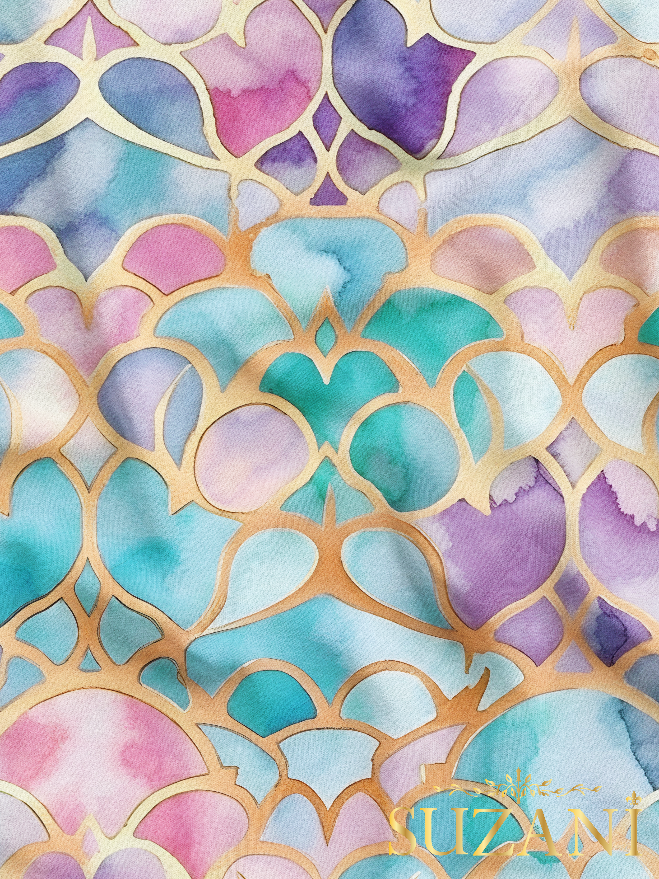 Renkli Motif Desenli Dijital Baskılı Kumaş