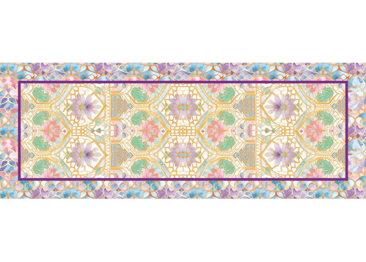 Renkli Motif Desenli Dikişsiz Runner Kumaşı