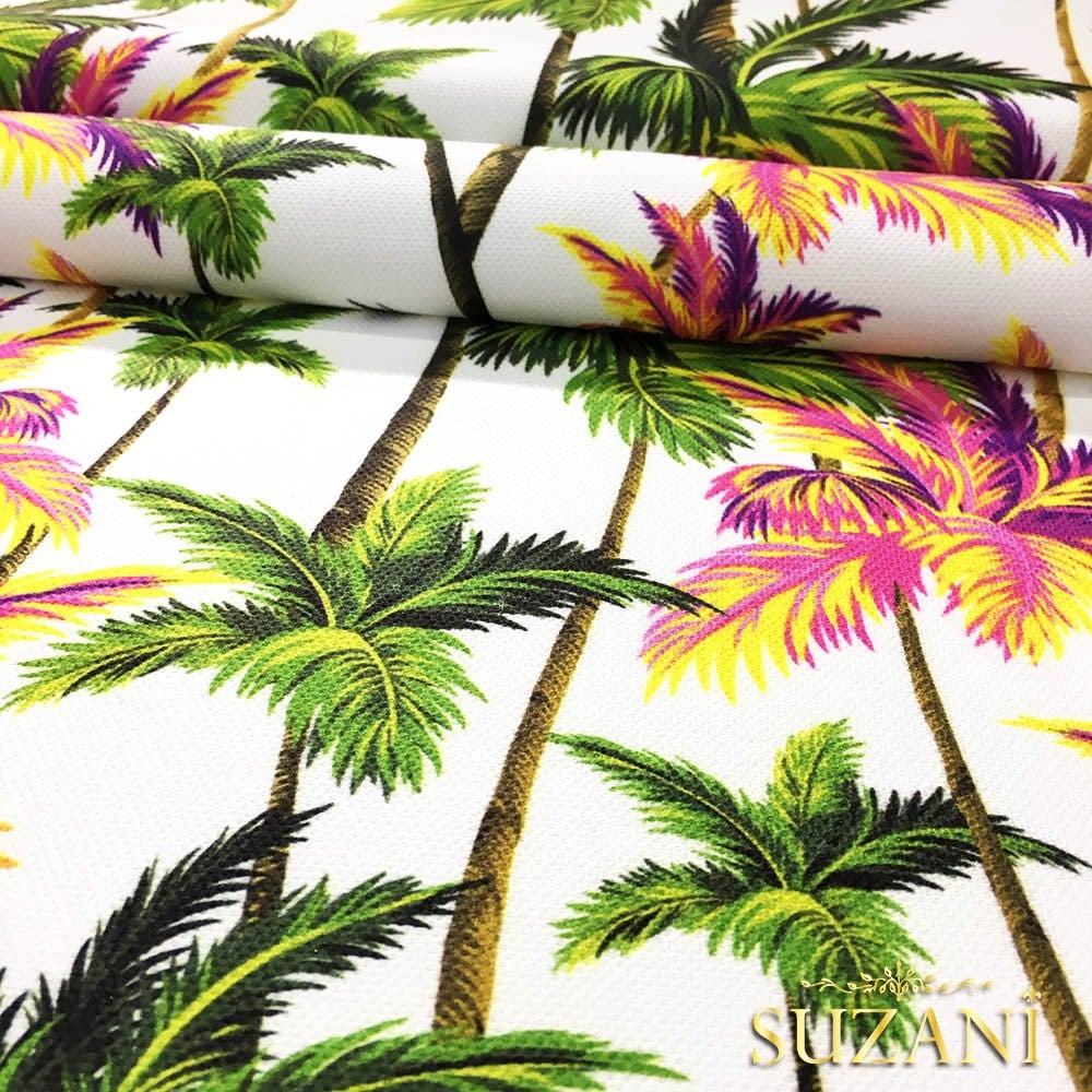 Renkli Palmiyeler Desenli Kumaş
