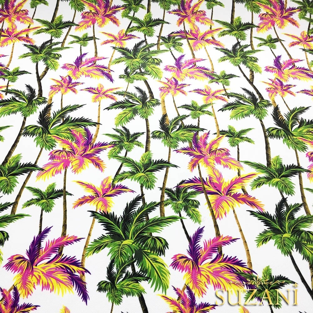 Renkli Palmiyeler Desenli Kumaş