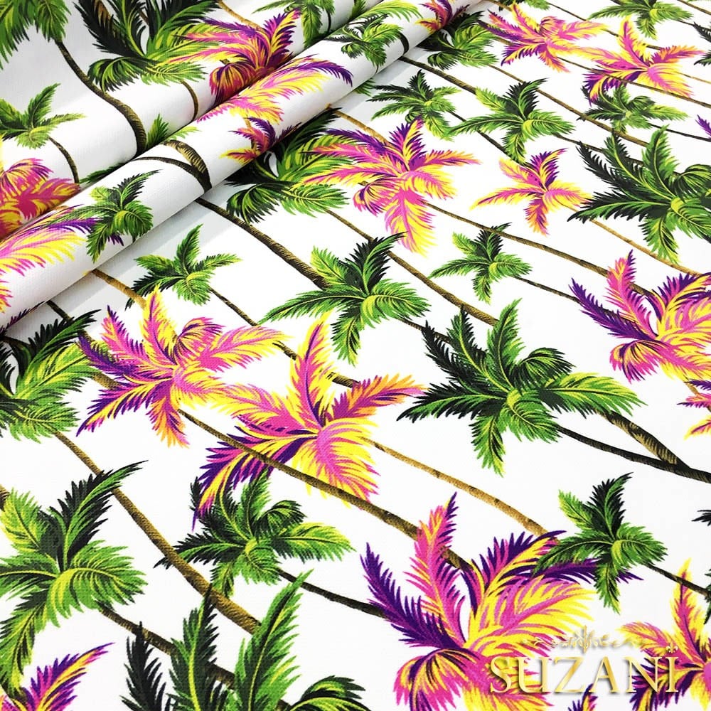 Renkli Palmiyeler Desenli Kumaş