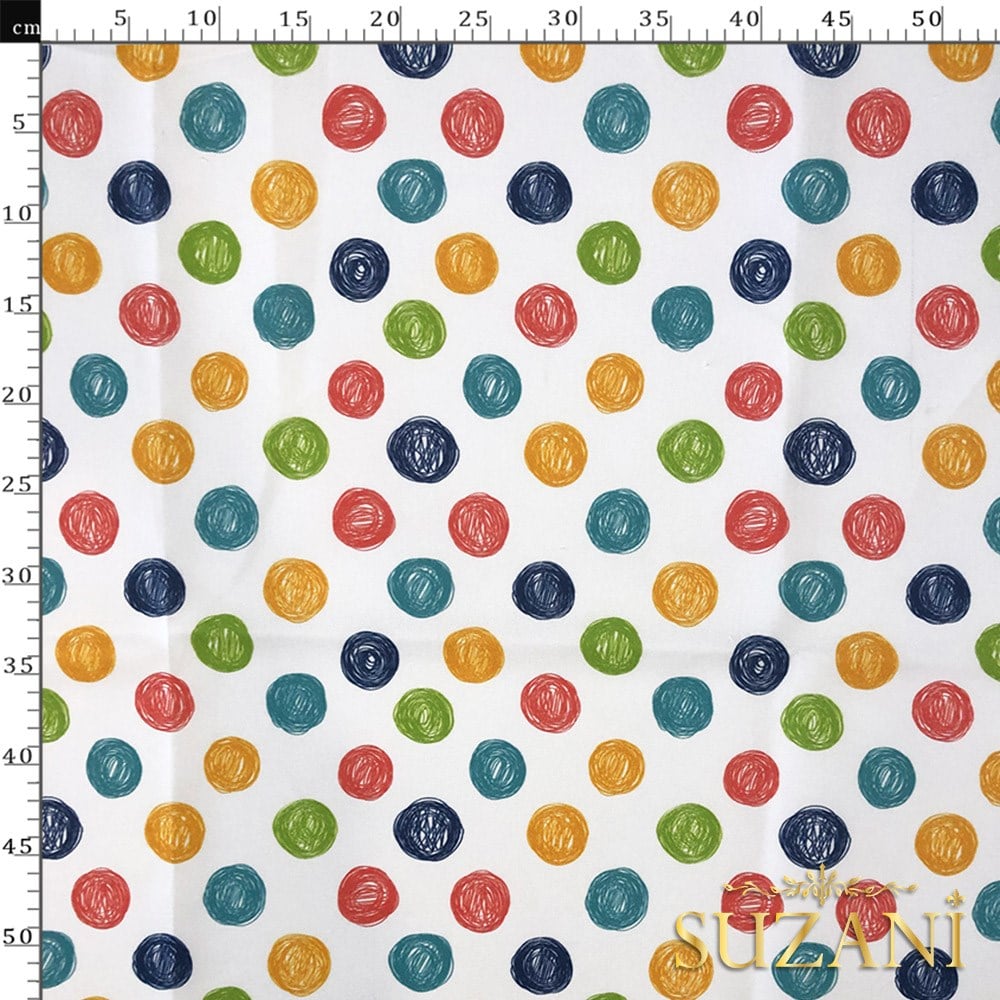 Renkli Puantiye Desenli Dijital Baskılı Kumaş