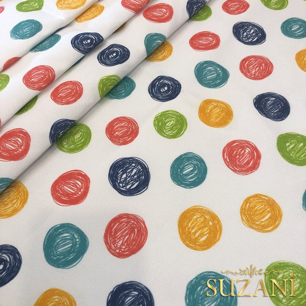 Renkli Puantiye Desenli Dijital Baskılı Kumaş