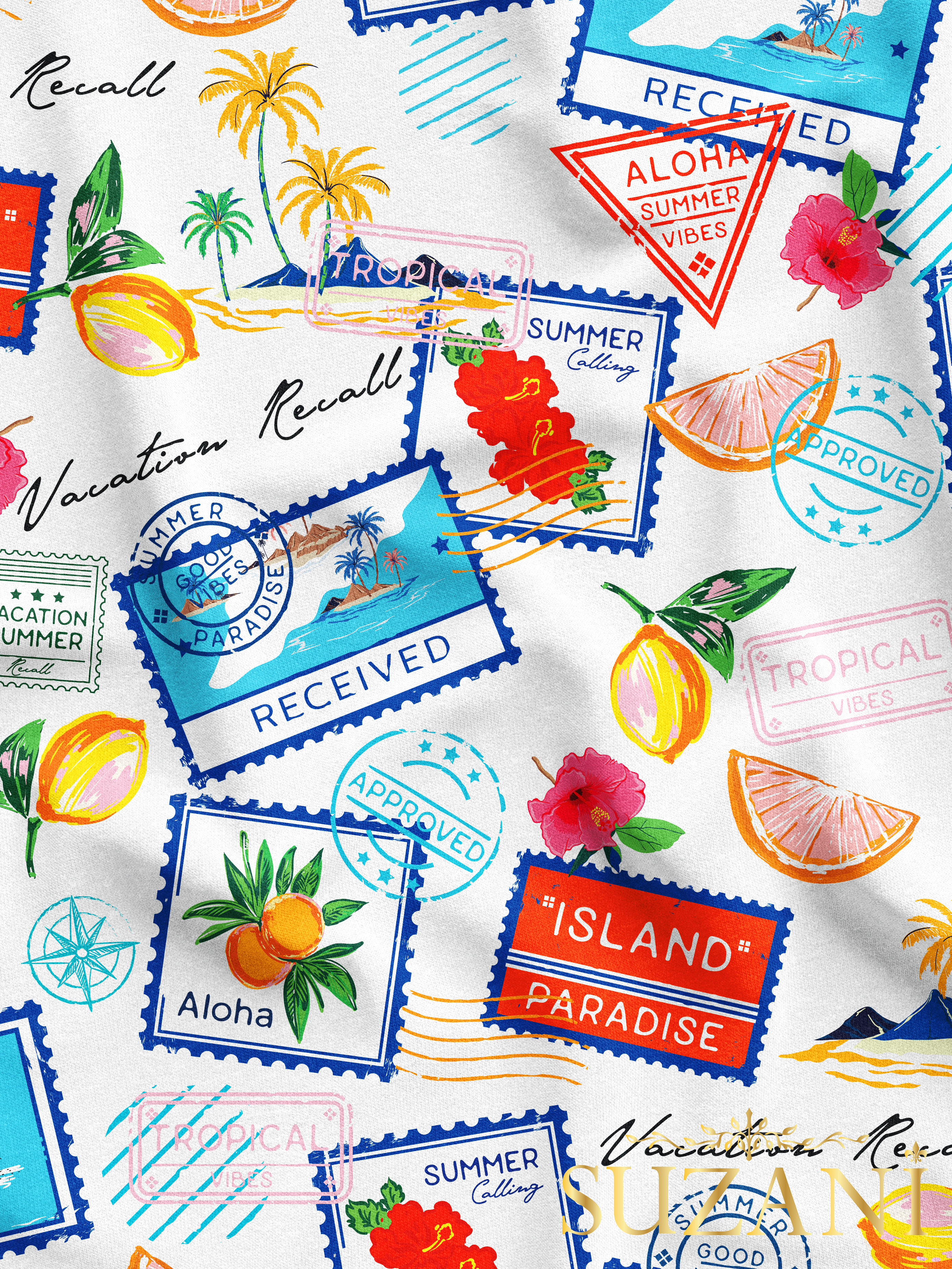 Renkli Yaz Desenli Dijital Baskılı Kumaş