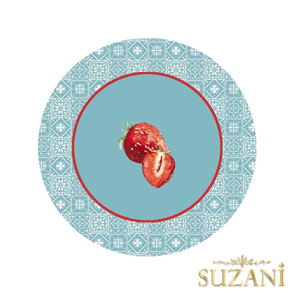 Retro Çilek Desenli Dikişsiz 3'lü Supla Kumaşı