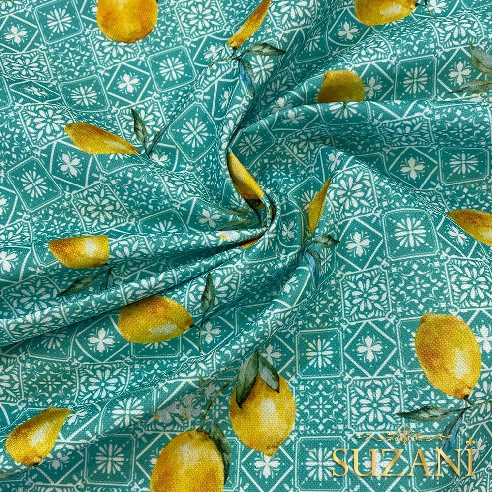 Retro Limon Desenli Dijital Baskılı Kumaş