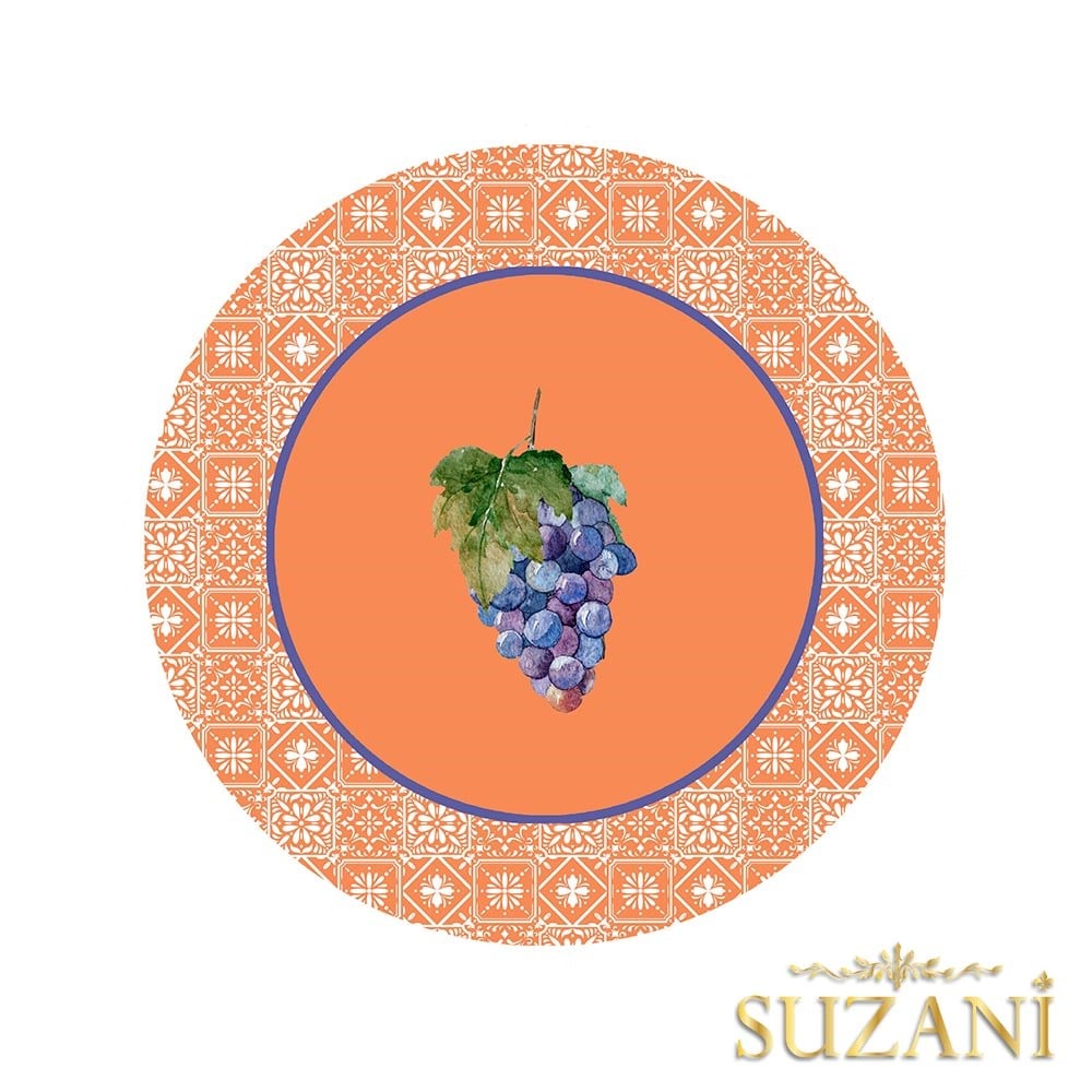 Retro Üzüm Desenli Dikişsiz 3'lü Supla Kumaşı