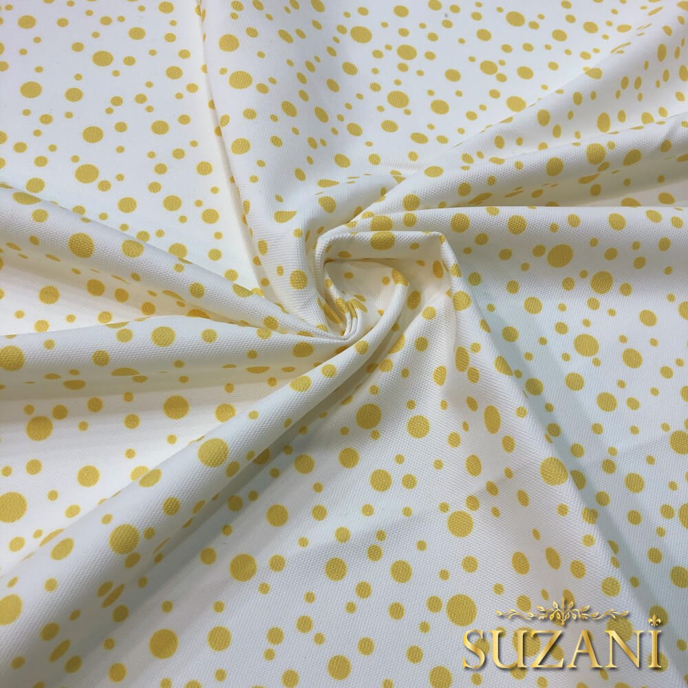 Sarı Damlacık Desenli Dijital Baskılı Kumaş