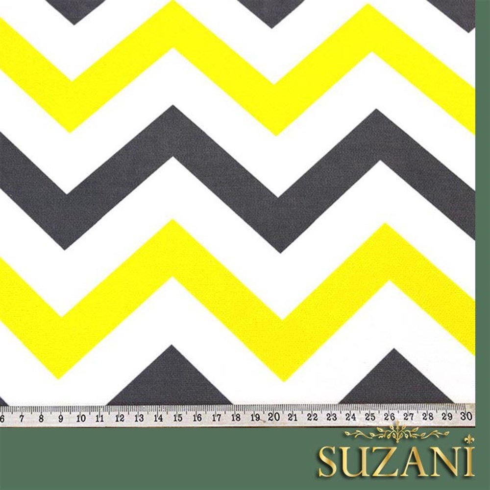 Sarı-Gri Zigzag Desenli Kumaş