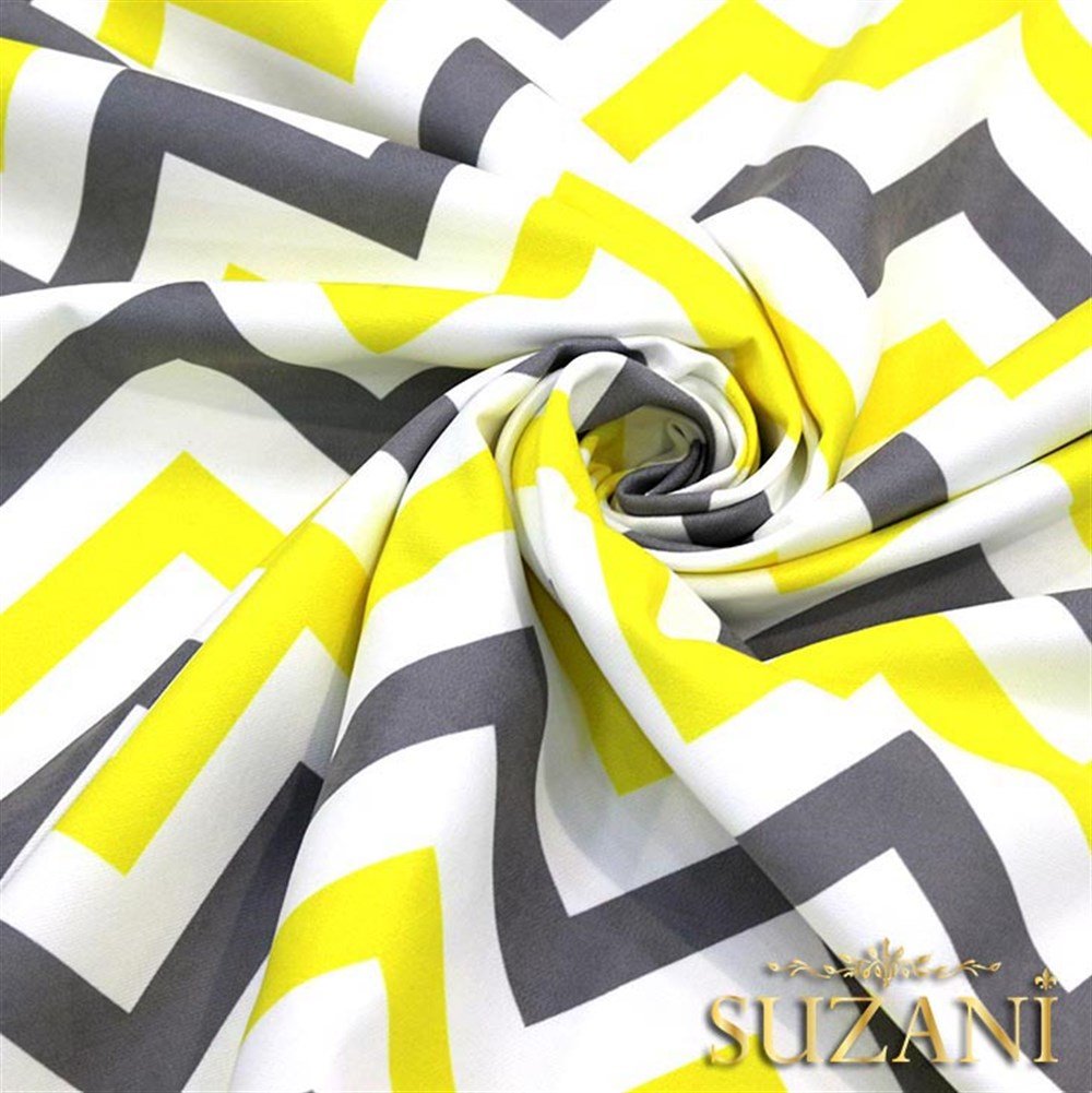 Sarı-Gri Zigzag Desenli Kumaş