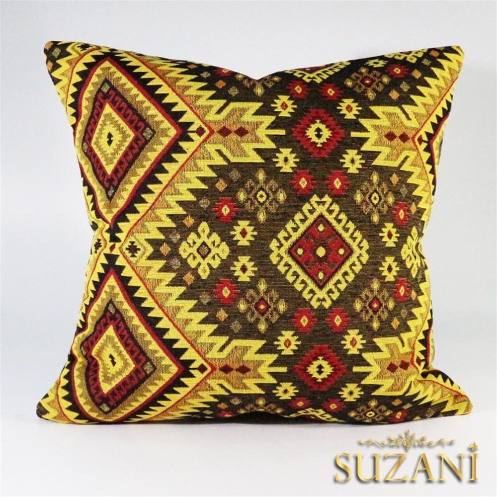 Sarı Kahverengi Kilim Kırlent